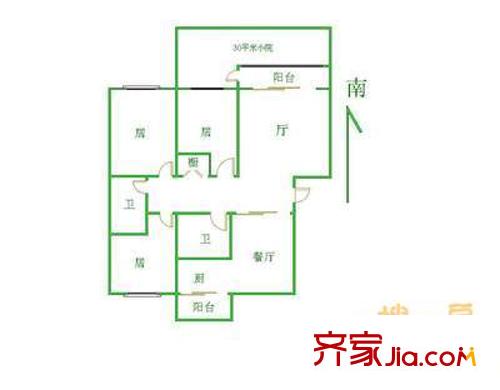 博雅軒戶型圖戶型圖 3室2廳1衛(wèi)1廚