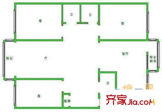 博雅軒戶型圖戶型圖 3室1廳1衛(wèi)1廚