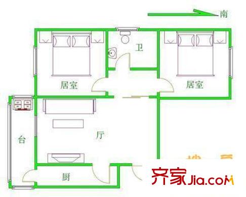 春江里戶(hù)型圖戶(hù)型圖 2室1廳1衛(wèi)1廚
