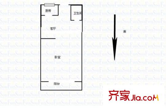 美湖里戶型圖戶型圖 1室1廳1衛(wèi)1廚