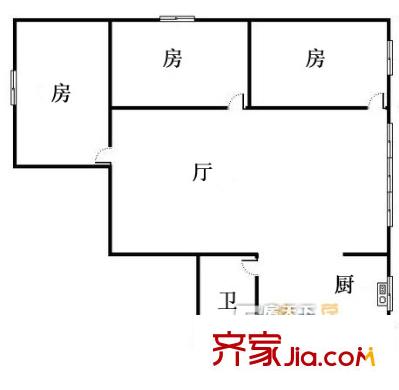 淘金路小区户型图3室1厅户型图 3室1厅1卫1厨