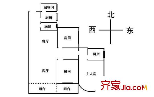 富力东堤湾户型图3室2厅户型图 3室2厅2卫1厨