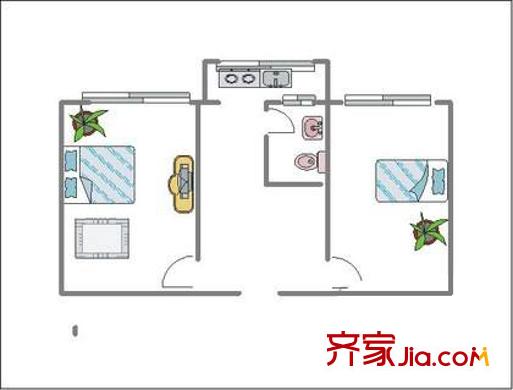 前光里戶(hù)型圖戶(hù)型圖 2室1廳1衛(wèi)1廚