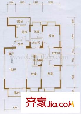 天江格調(diào)蘭庭戶型圖戶型圖 4室2廳2衛(wèi)1廚
