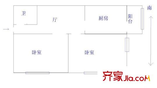 宜白南里戶型圖戶型圖 2室1廳1衛(wèi)1廚