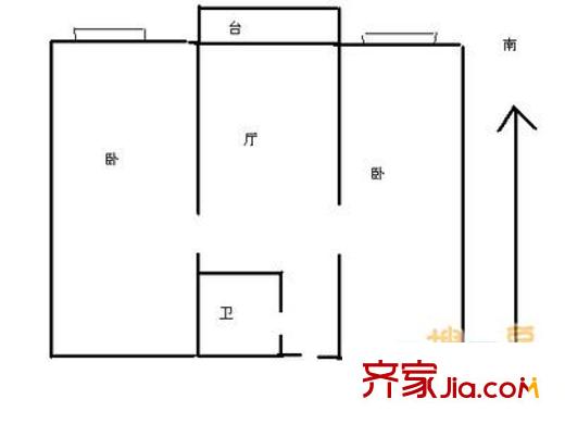 宜白南里戶型圖戶型圖 2室1廳1衛(wèi)1廚