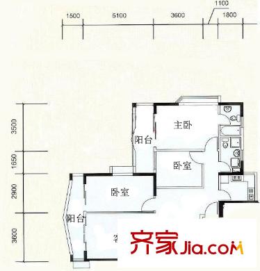天一庄户型图3室2厅户型图 3室2厅2卫1厨