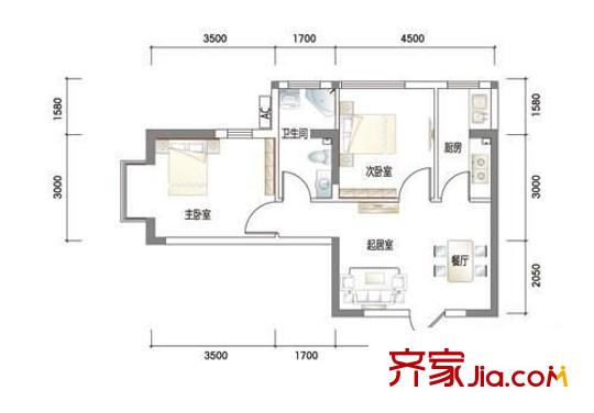 重華西里戶型圖戶型圖 1室1廳1衛(wèi)1廚