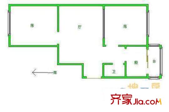 宜川北里戶型圖戶型圖 2室1廳1衛(wèi)1廚