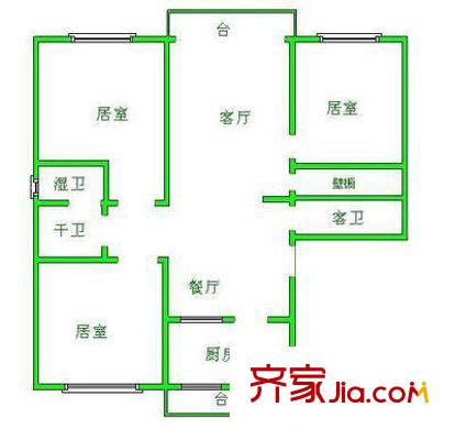 亞中花園戶型圖戶型圖 3室2廳2衛(wèi)1廚