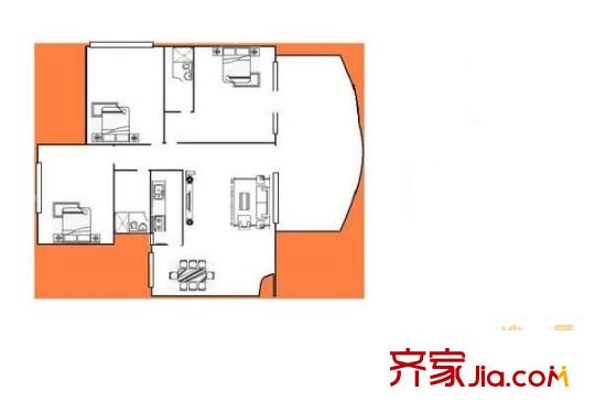 金碧华府户型图3室2厅户型图 3室2厅2卫1厨