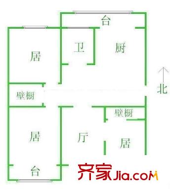 紫金北里戶型圖戶型圖 3室2廳1衛(wèi)1廚