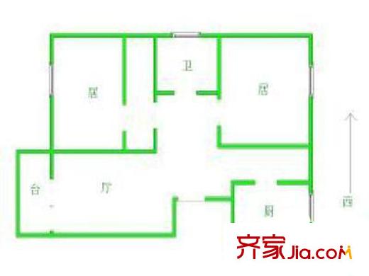 雅園里戶型圖戶型圖 2室1廳1衛(wèi)1廚