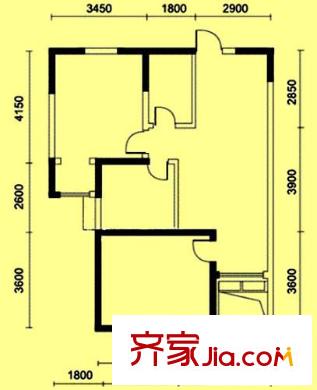 華僑御景灣戶型圖D戶型 2室2廳1衛(wèi)1廚