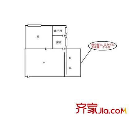 穗花新村户型图1室1厅户型图 1室1厅1卫1厨