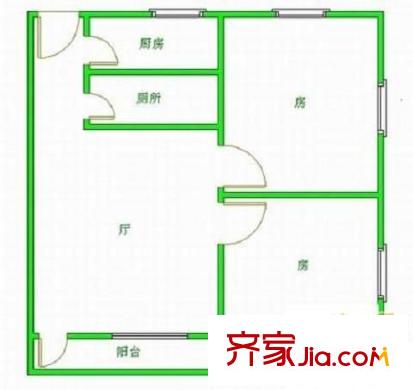 穗花新村户型图2室1厅户型图 2室1厅1卫1厨