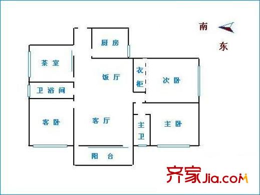 柏涛雅苑户型图4室2厅户型图 4室2厅2卫1厨