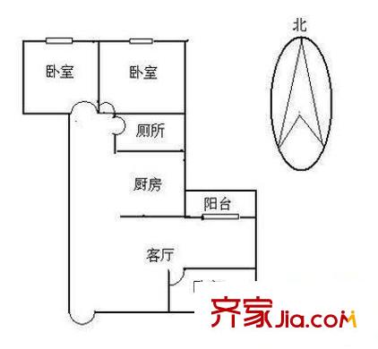 跑马地花园户型图3室1厅户型图 3室1厅1卫1厨