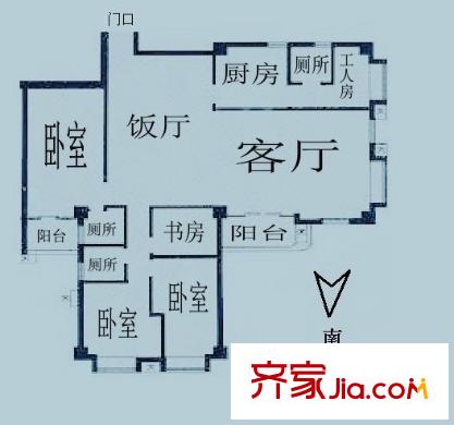 跑马地花园户型图5室2厅户型图