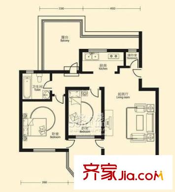 北岸尚城戶型圖戶型圖 2室1廳1衛(wèi)