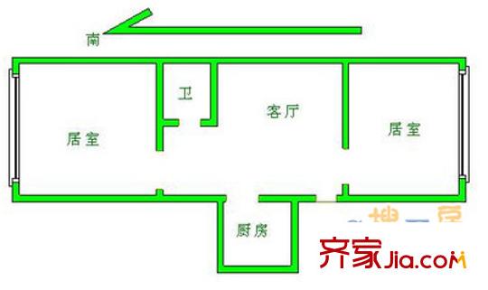 順園公寓戶型圖戶型圖 2室1廳1衛(wèi)1廚