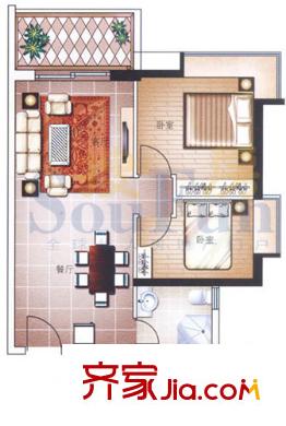 淘金家园户型图2室2厅户型图 2室2厅1卫1厨
