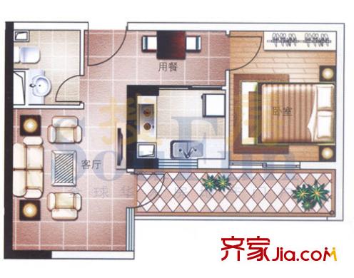 淘金家园户型图1室2厅户型图 1室2厅1卫1厨