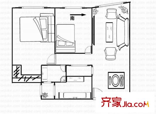 星汇园 2室 户型图