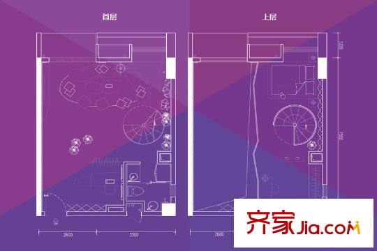 凯德・新平方米1908单元公寓户型图 1室2厅1卫1厨
