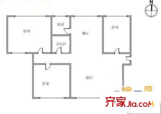 金云里戶型圖戶型圖 3室2廳1衛(wèi)1廚