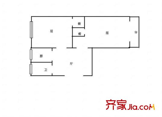 涪江北里戶型圖戶型圖 2室1廳1衛(wèi)1廚