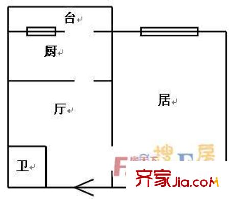 涪江北里戶型圖戶型圖 1室1廳1衛(wèi)1廚