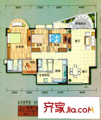 逸景翠园户型图4室2厅户型图 4室2厅