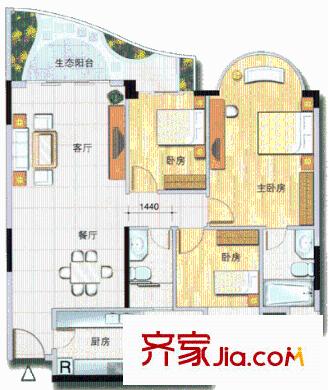 逸景翠园户型图3室2室户型图 3室2厅2卫1厨