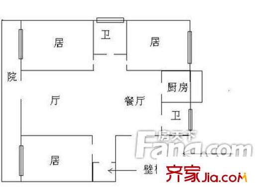 昌源公寓戶型圖戶型圖 3室2廳2衛(wèi)1廚