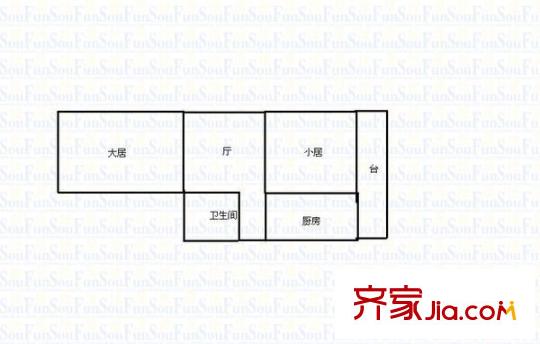 昌源公寓戶型圖戶型圖 2室1廳1衛(wèi)1廚