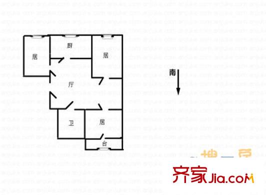 新聞里戶型圖 戶型圖 3室2廳1衛(wèi)1廚