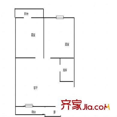 上江花園戶型圖戶型圖 2室1廳1衛(wèi)1廚