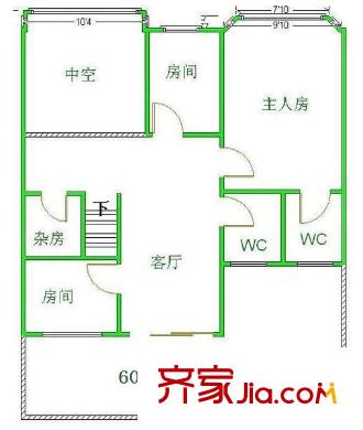 珠江南景园户型图4室1厅户型图 4室1厅2卫