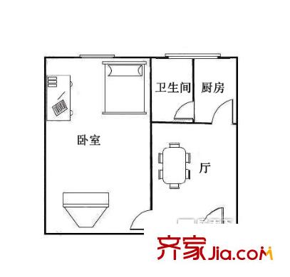 华景新城户型图1室1厅户型图 1室1厅1卫1厨
