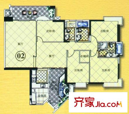 富力天河华庭户型图5室2厅户型图 5室2厅3卫1厨