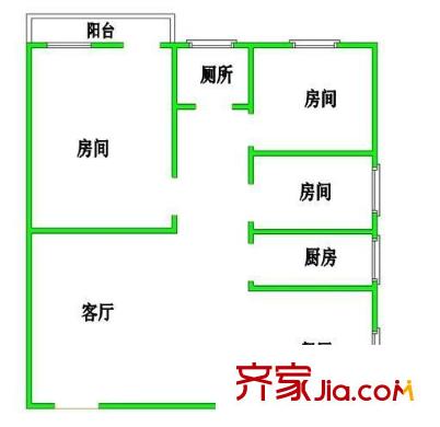 侨诚花园户型图3室2厅户型图 3室2厅1卫1厨