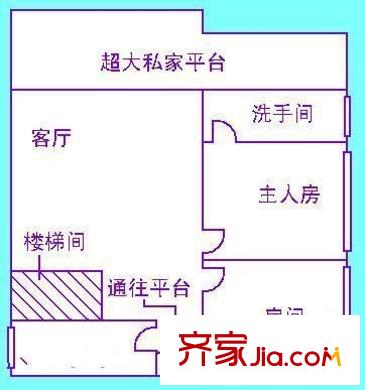 信步闲庭户型图2室1厅户型图 2室1厅1卫1厨