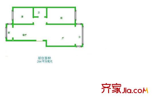 怡康家園戶型圖戶型圖 2室2廳1衛(wèi)1廚