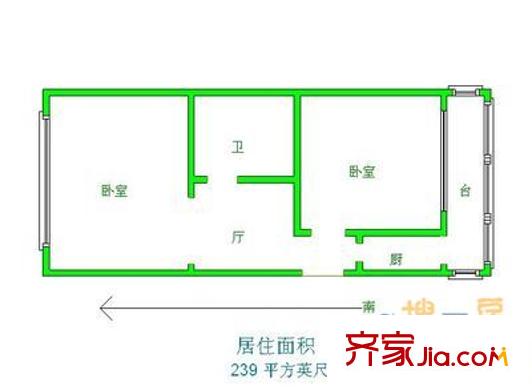 昔陽南里戶型圖戶型圖 1室1廳1衛(wèi)1廚