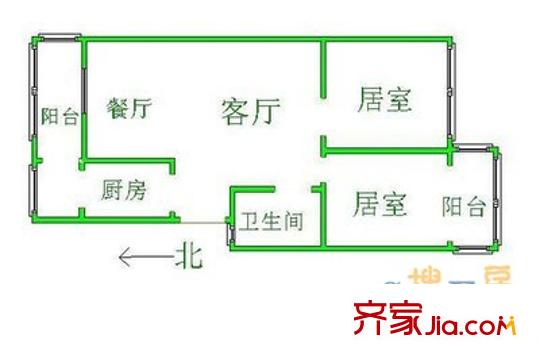 昔陽南里戶型圖戶型圖 2室1廳1衛(wèi)1廚