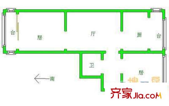 臨渭家園戶型圖戶型圖  2室1廳1衛(wèi)1廚