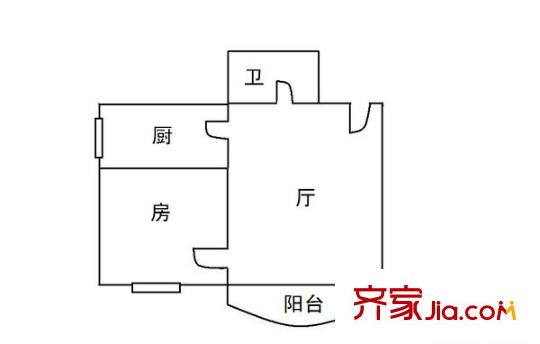 英豪花园户型图1室1厅户型图 1室1厅1卫1厨