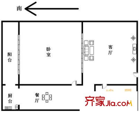 中山門北里戶型圖 戶型圖 1室1廳1衛(wèi)1廚