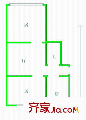 中山門北里戶型圖戶型圖 2室1廳1衛(wèi)1廚